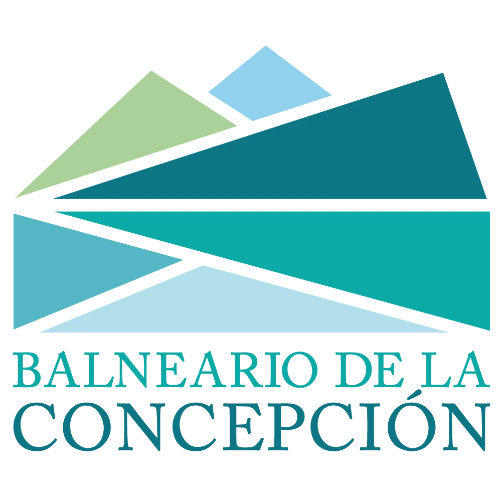 logo oficial del balneario de la concepción con tipografía elegante y diseño geométrico en tonos verdes y azules
